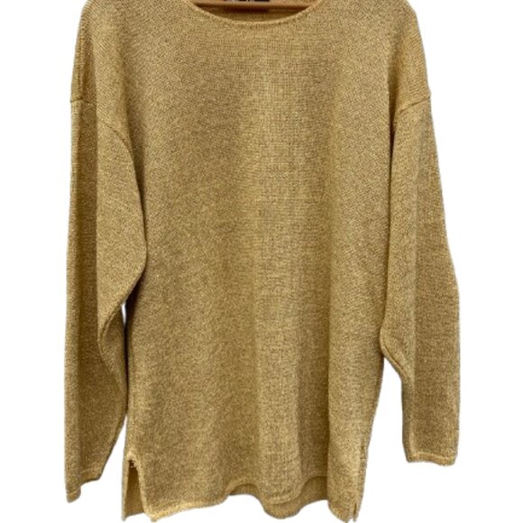 Dana Scott Vintage Gold Sparkle Top Pull-Over Round Neck Relaxed Fit LS, size XL - Picture 4 of 12